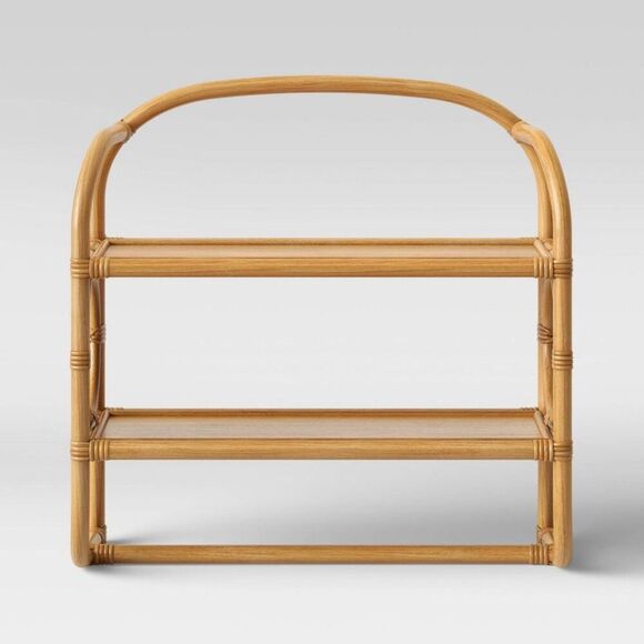 Opalhouse - Threshold Boho Rustic Rattan 2 Shelves Wall Mounte Tan - Picture 2 of 4